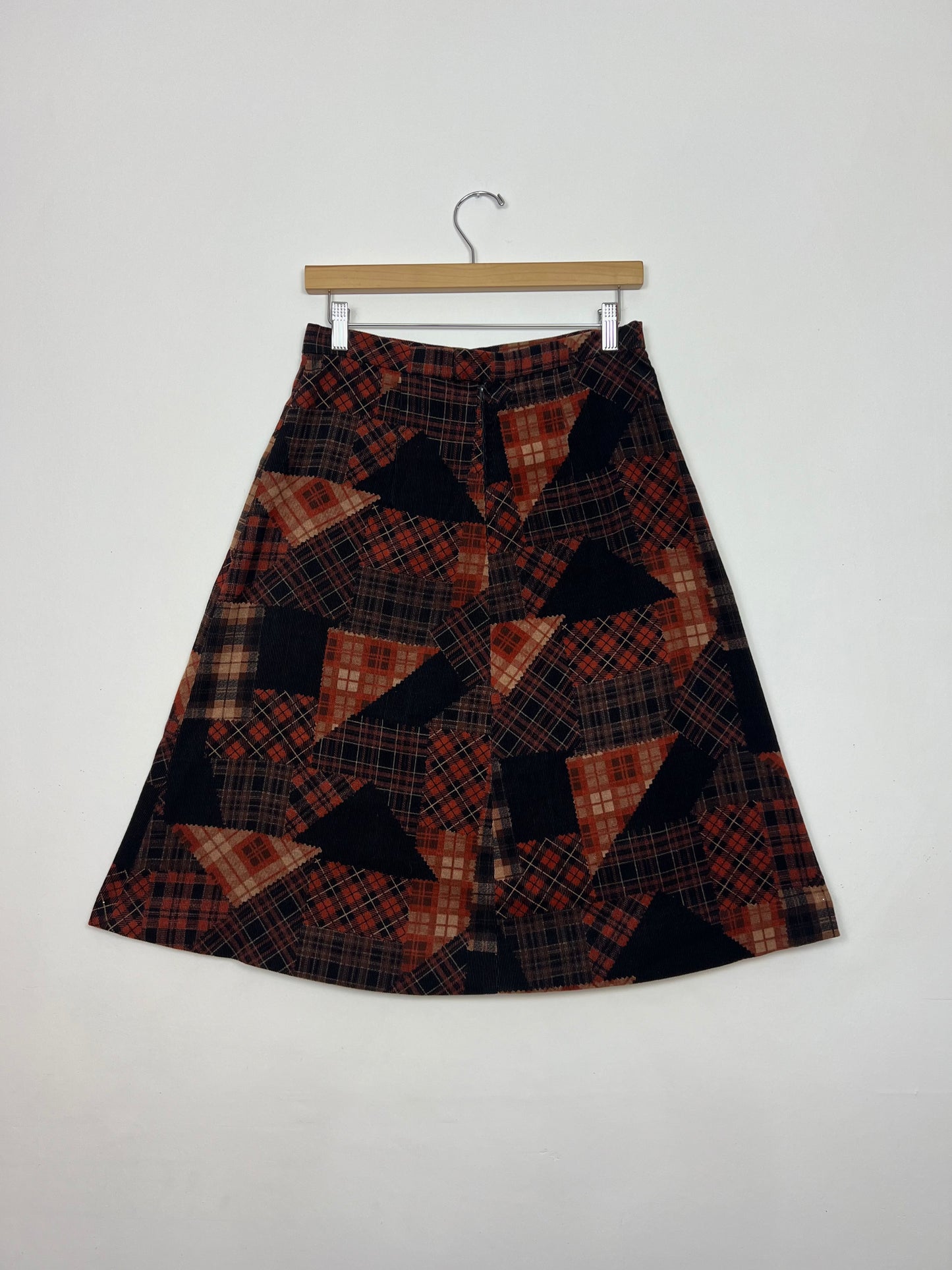 1970's Handmade Plaid Patchwork Printed Skirt