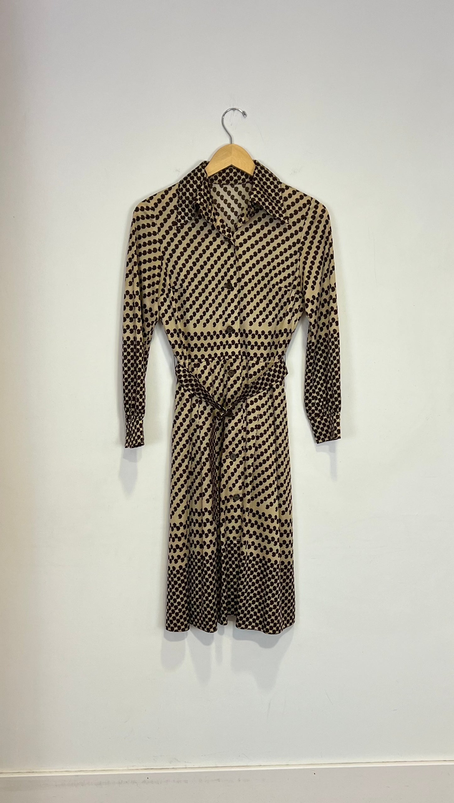 1960's Brown Retro Print Dress