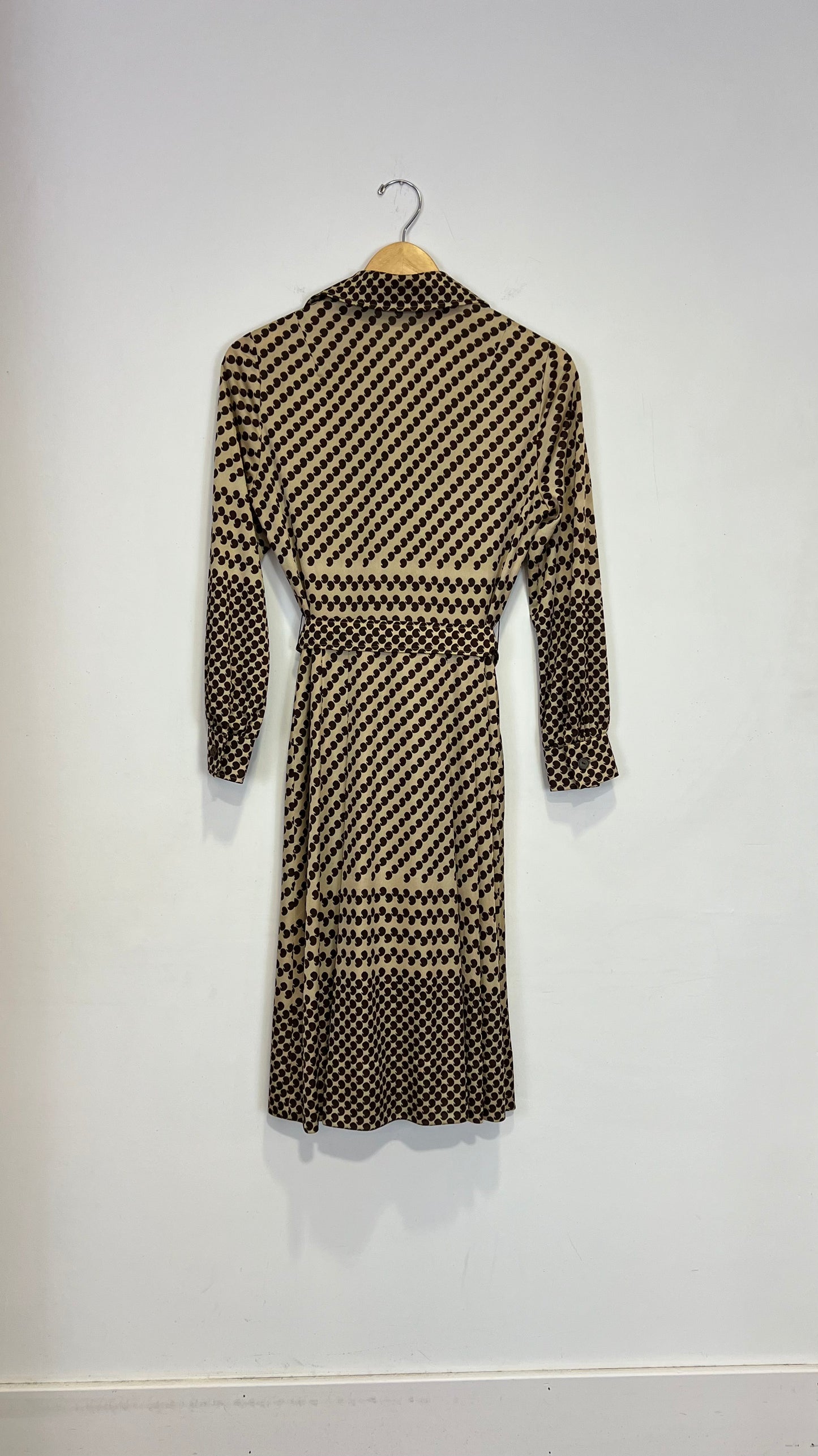 1960's Brown Retro Print Dress