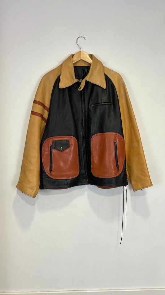 1970's Italian Tri Color Leather Jacket