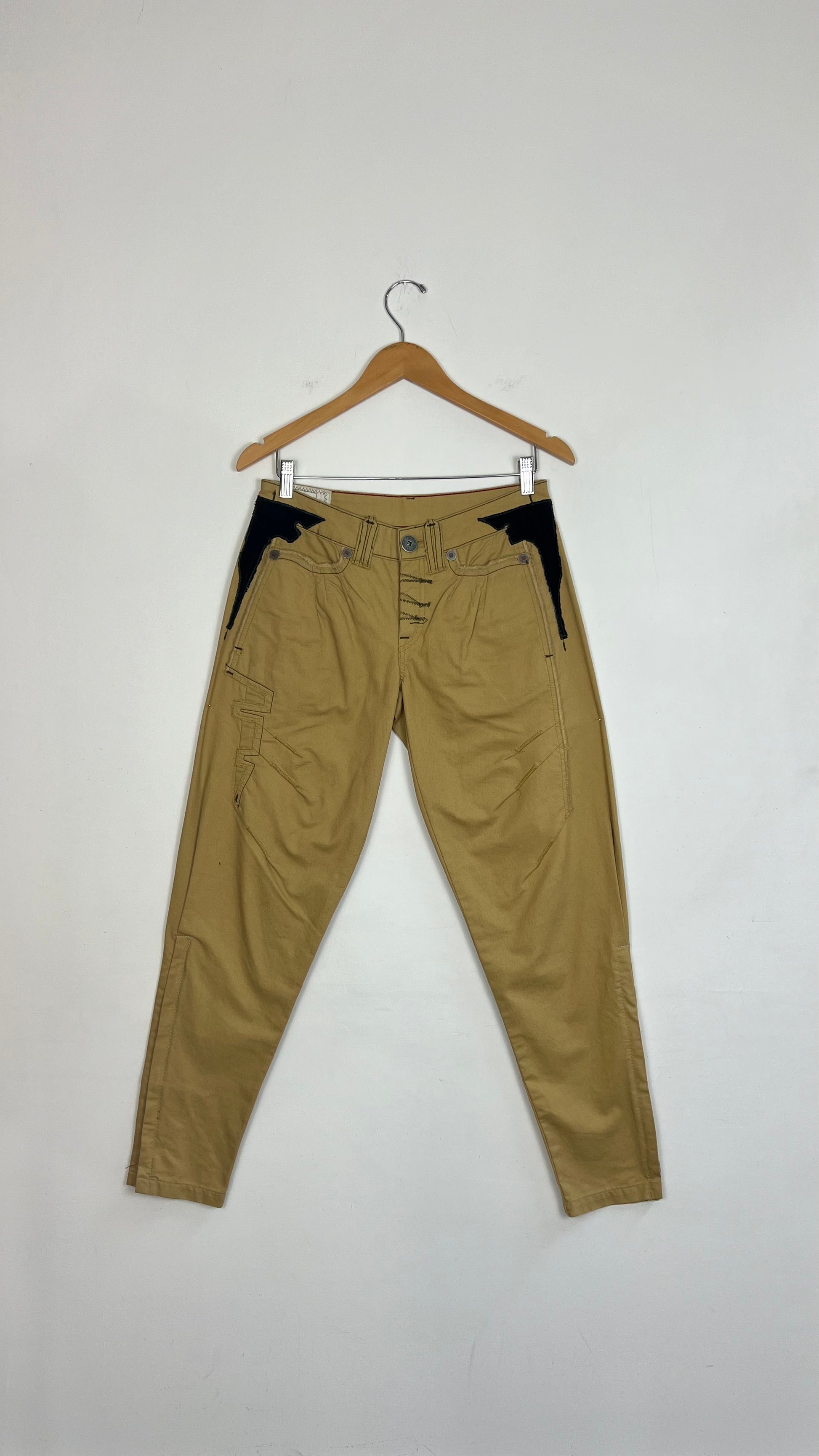 Marithe Francois Girbaud Embellished Khaki Motorcycle Pants