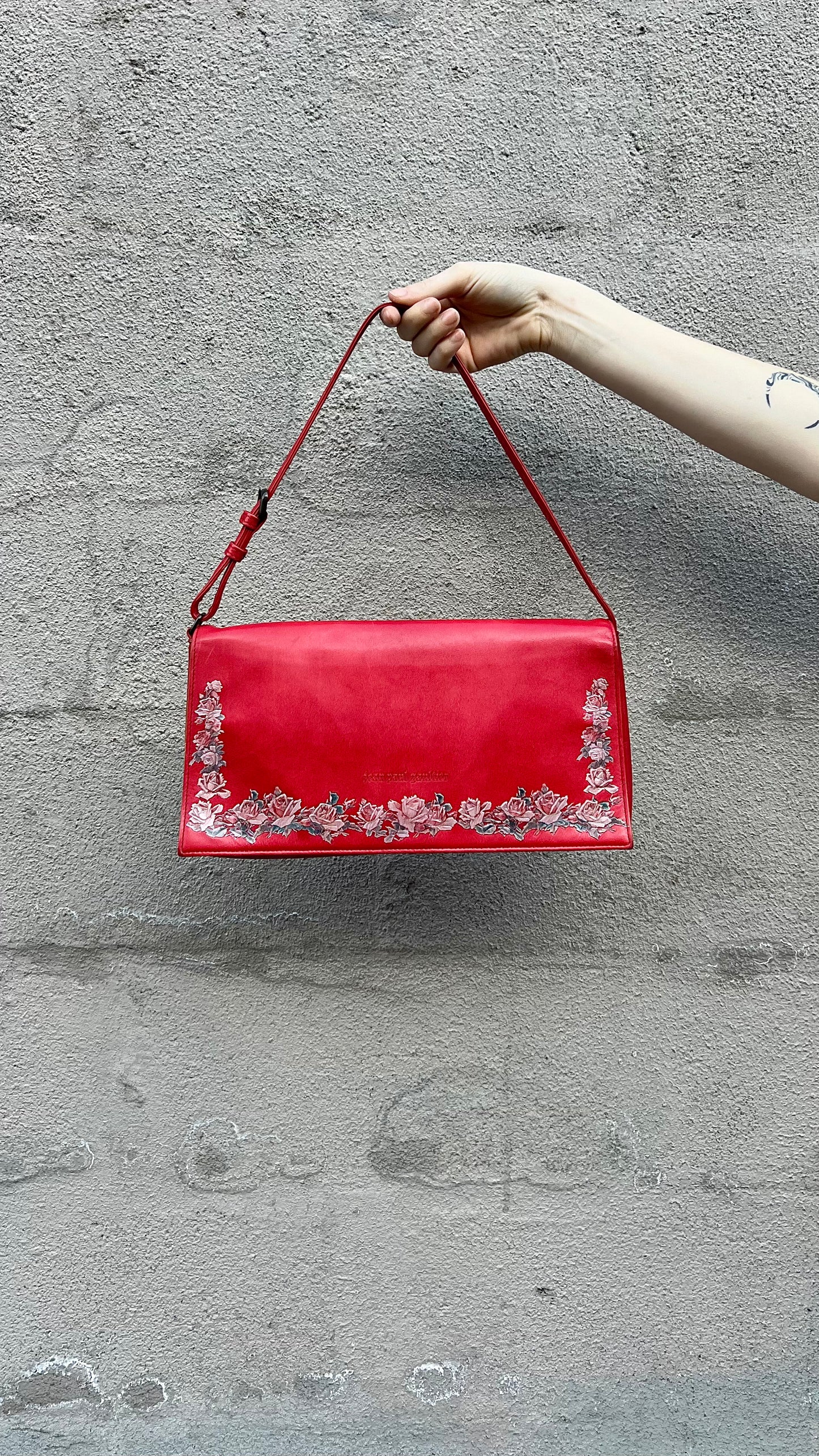 Jean Paul Gaultier Red Floral Bag