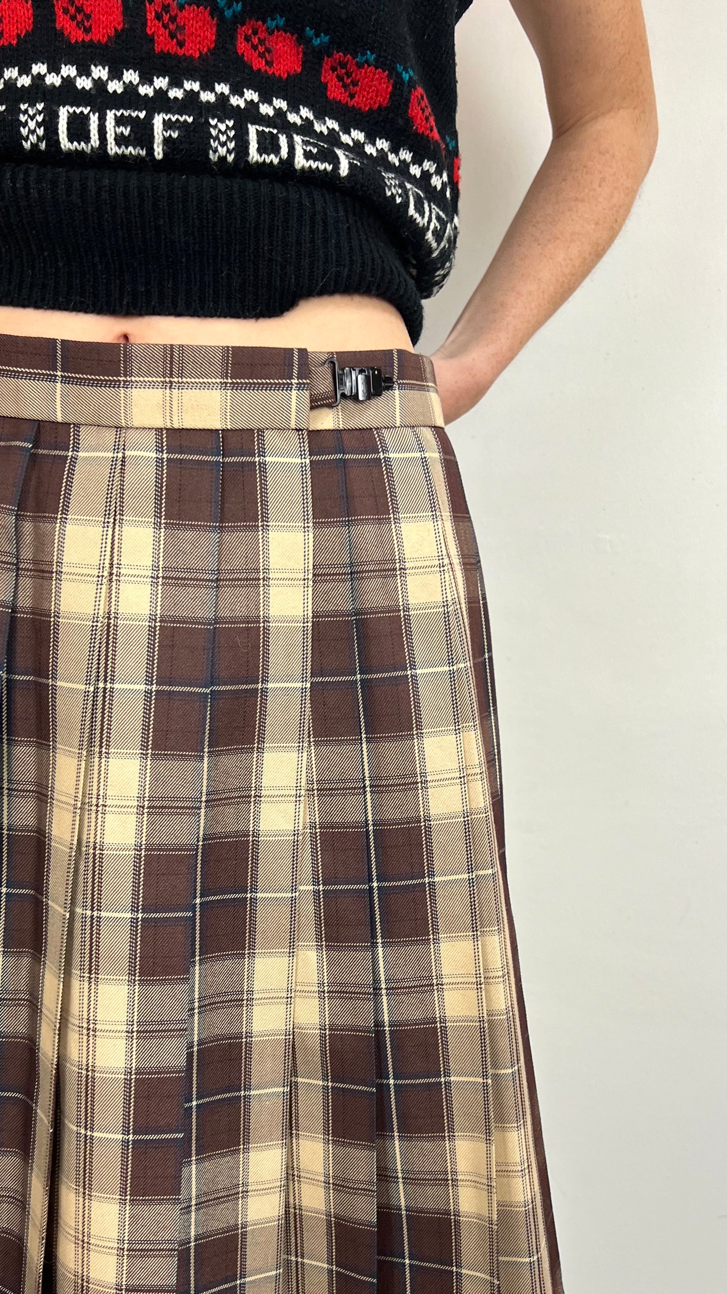 1990's Pleated Plaid Mini Skirt