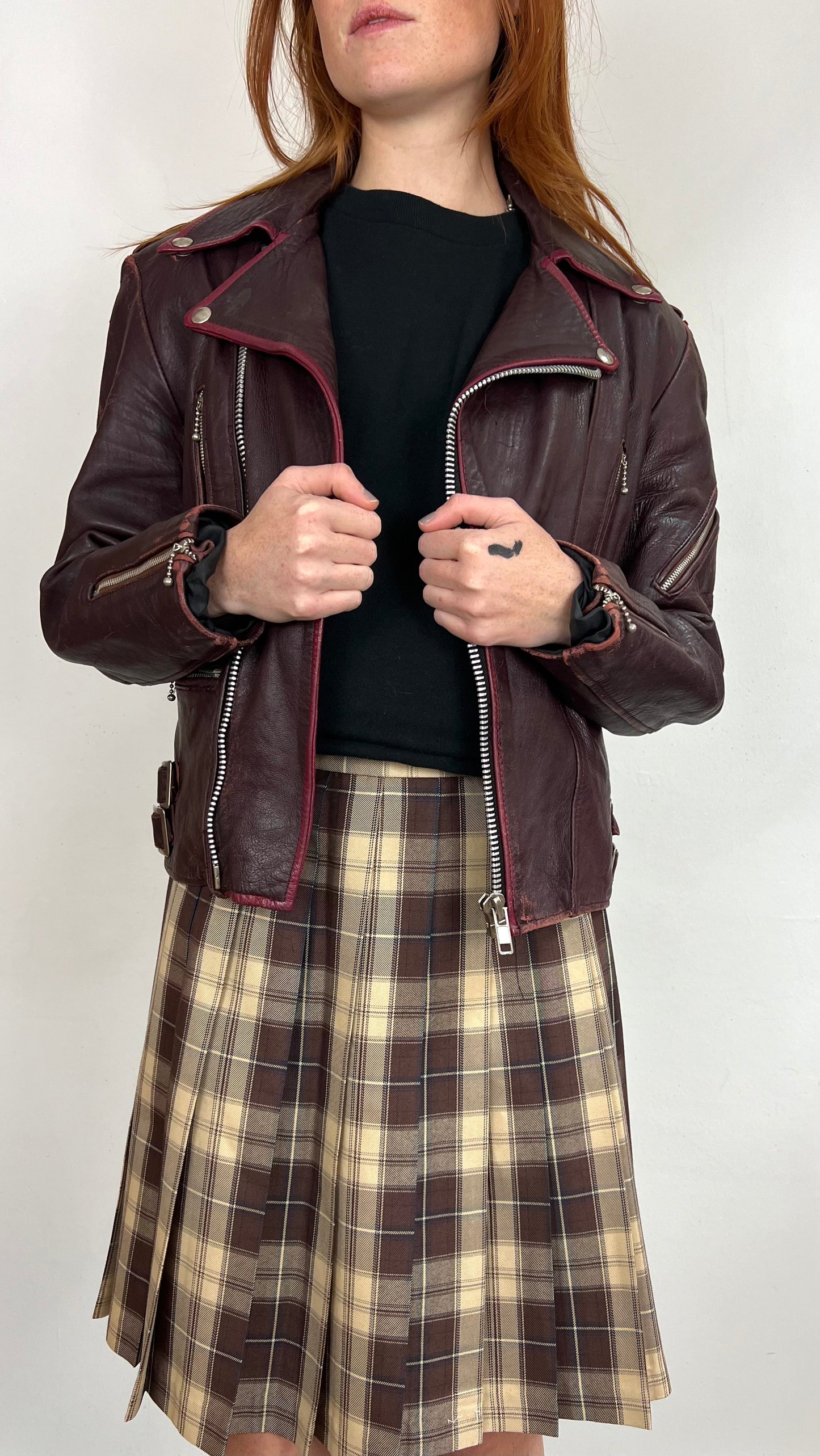 Rare Raspberry Leather Moto Jacket