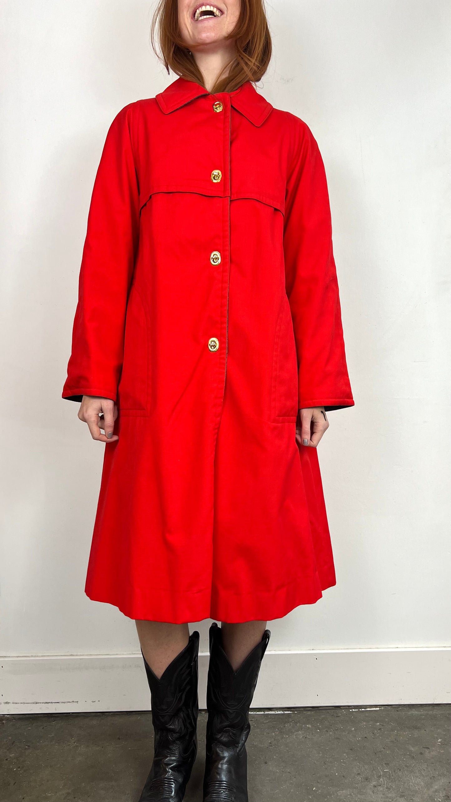 Bonnie Cashin Red Turnlock Trench Coat