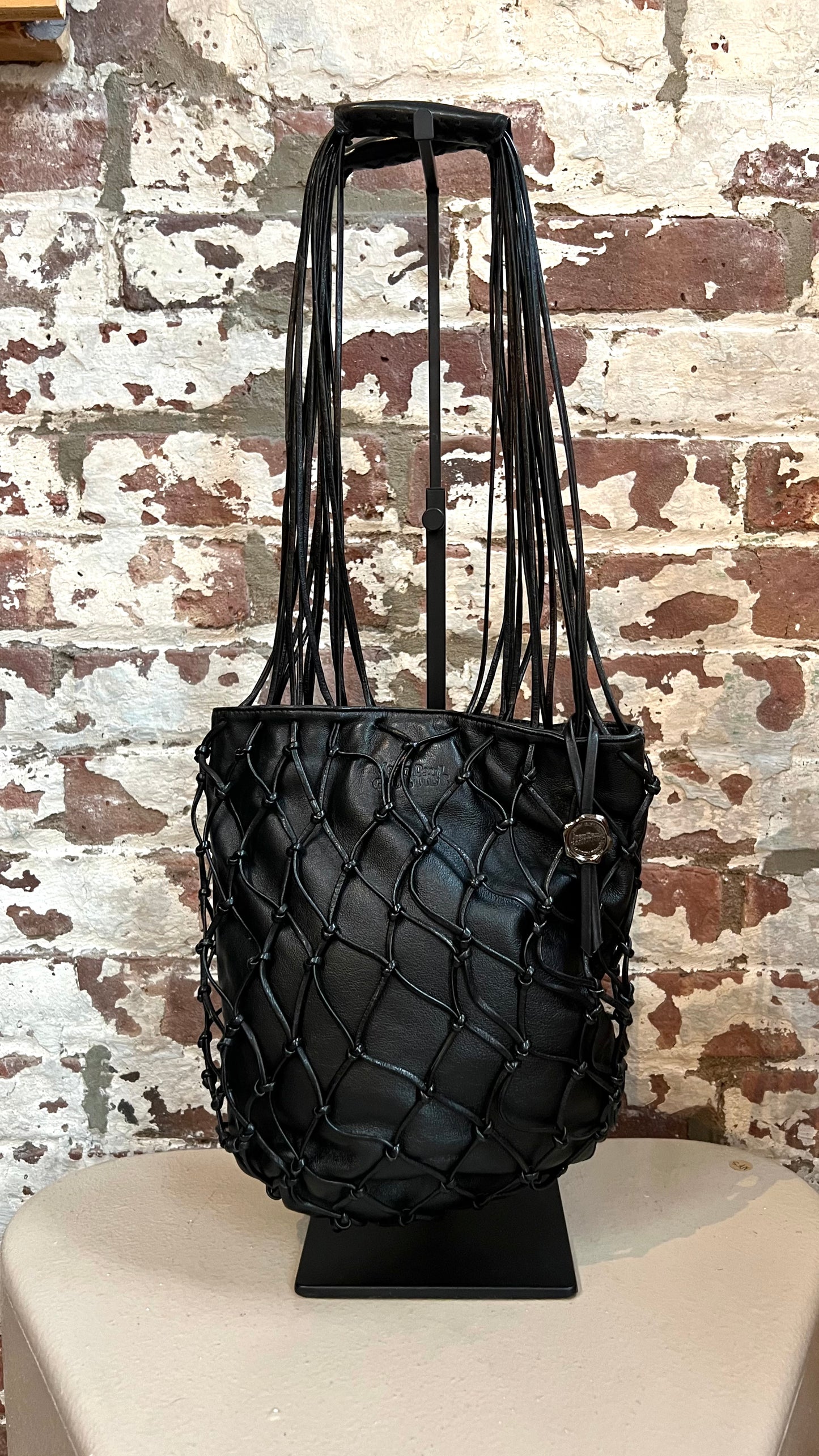 Jean Paul Gaultier Black Leather Net Bag